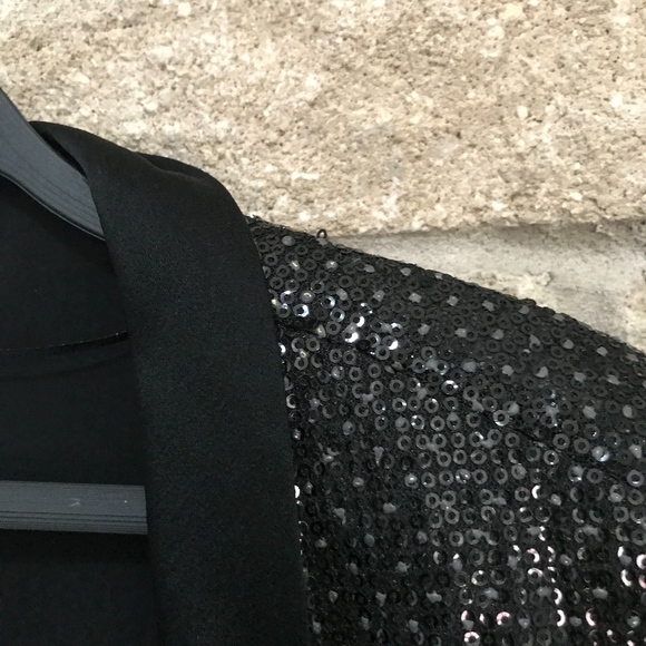 Zara Black Sequin Tuxedo Blazer - Picture 4 of 5